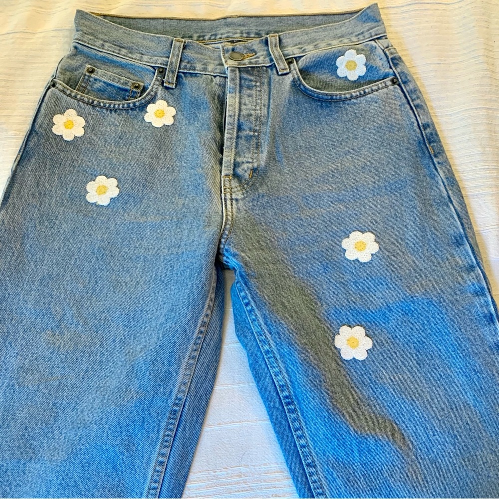 Carmar embroidered daisy jeans